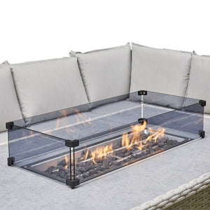 Outdoor - The  Rising Firepit Dining Set in Grey