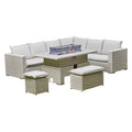 Outdoor - The  Rising Firepit Dining Set in Grey