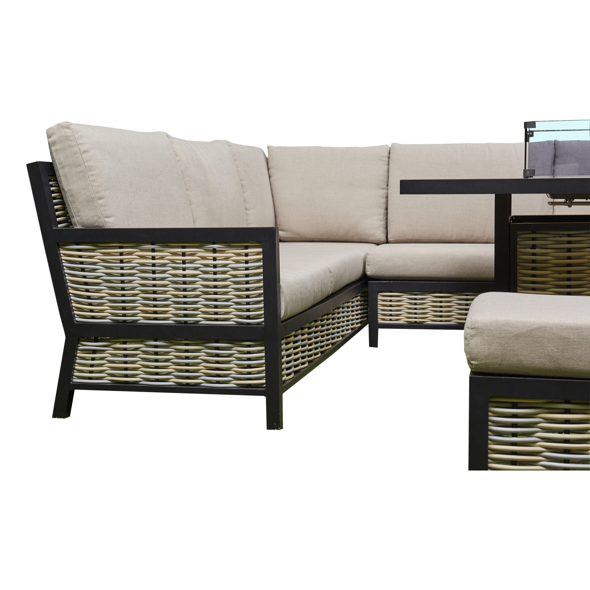 Outdoor - Corner Aluminium Firepit Dining Set - Grey or Biege Available