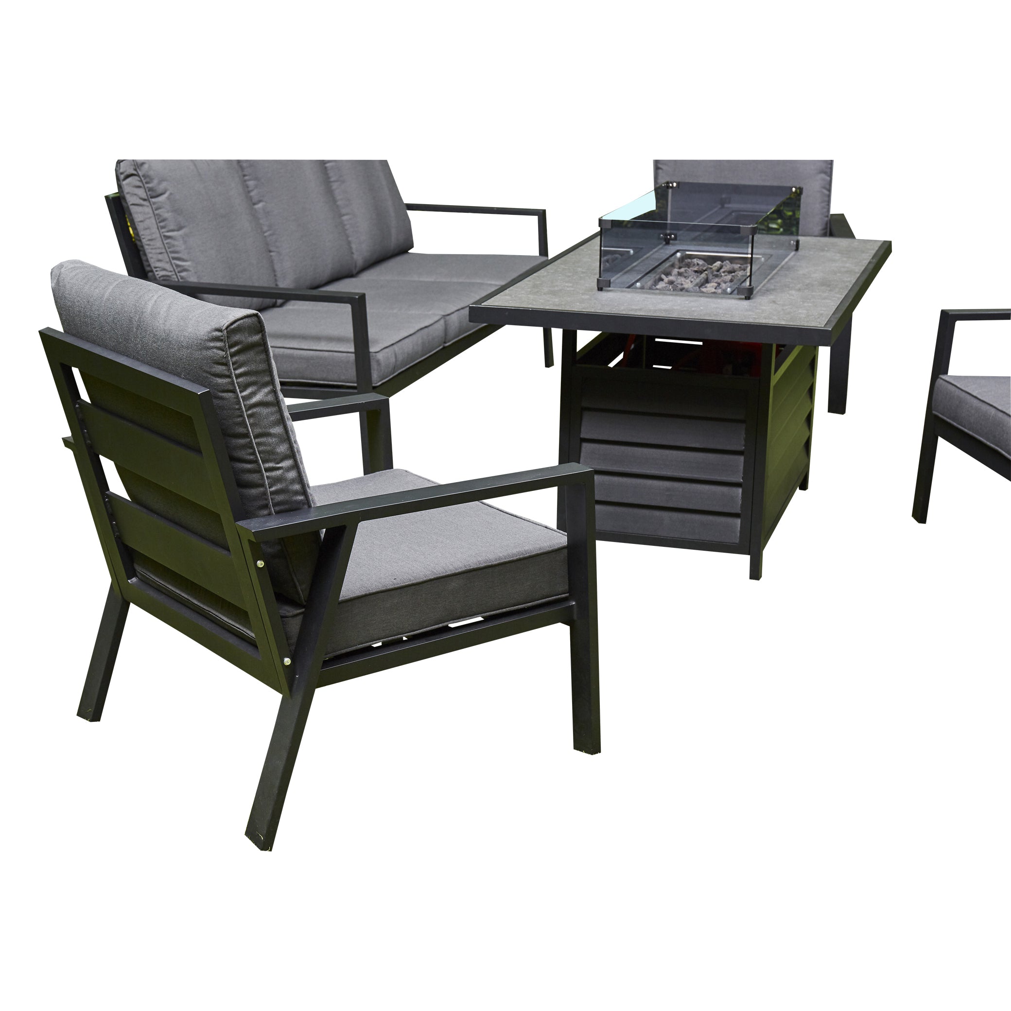 Outdoor - Firepit Sofa Dining Set Aluminium Frame - Available in Grey or Beige