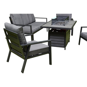 Outdoor - Firepit Sofa Dining Set Aluminium Frame - Available in Grey or Beige