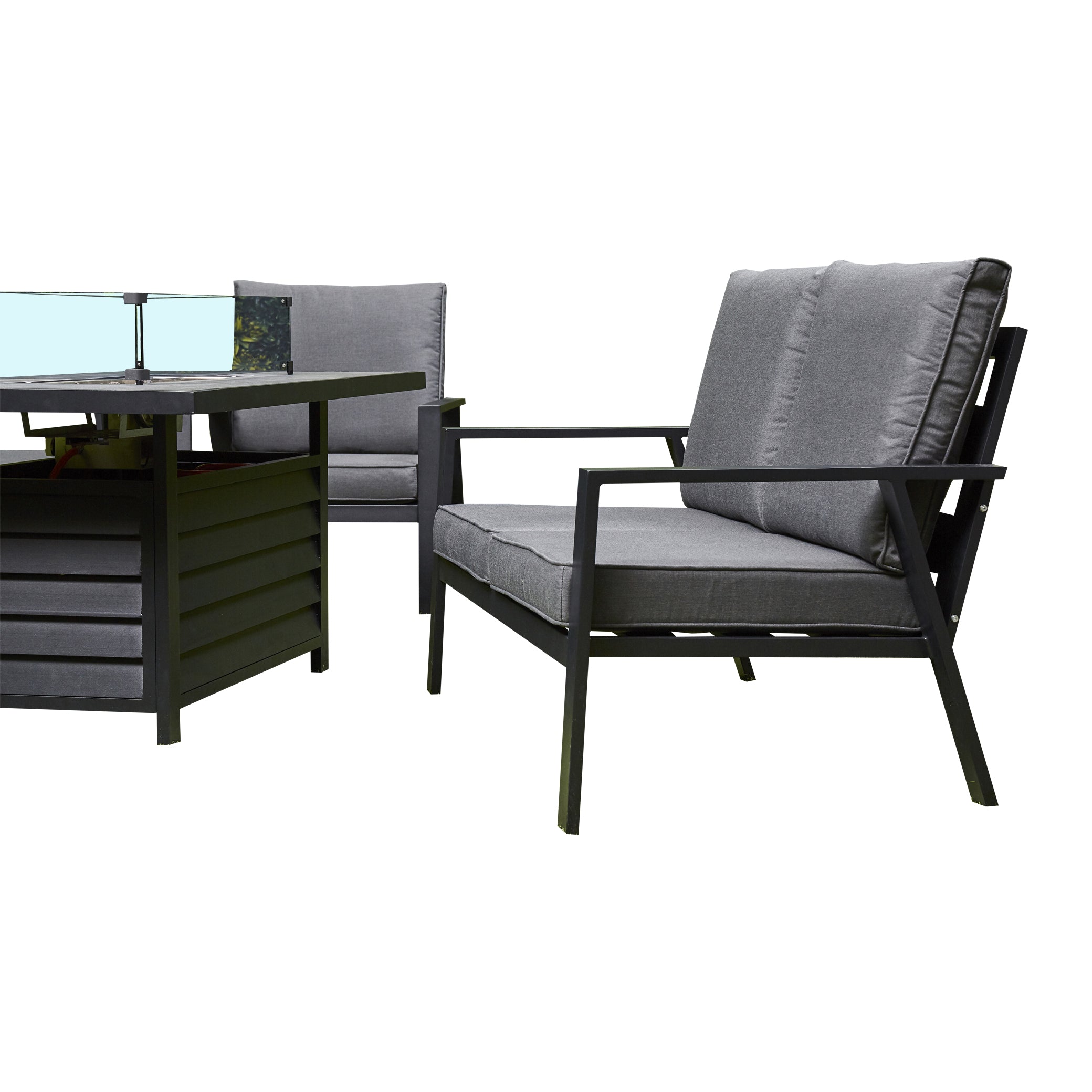Outdoor - Firepit Sofa Dining Set Aluminium Frame - Available in Grey or Beige