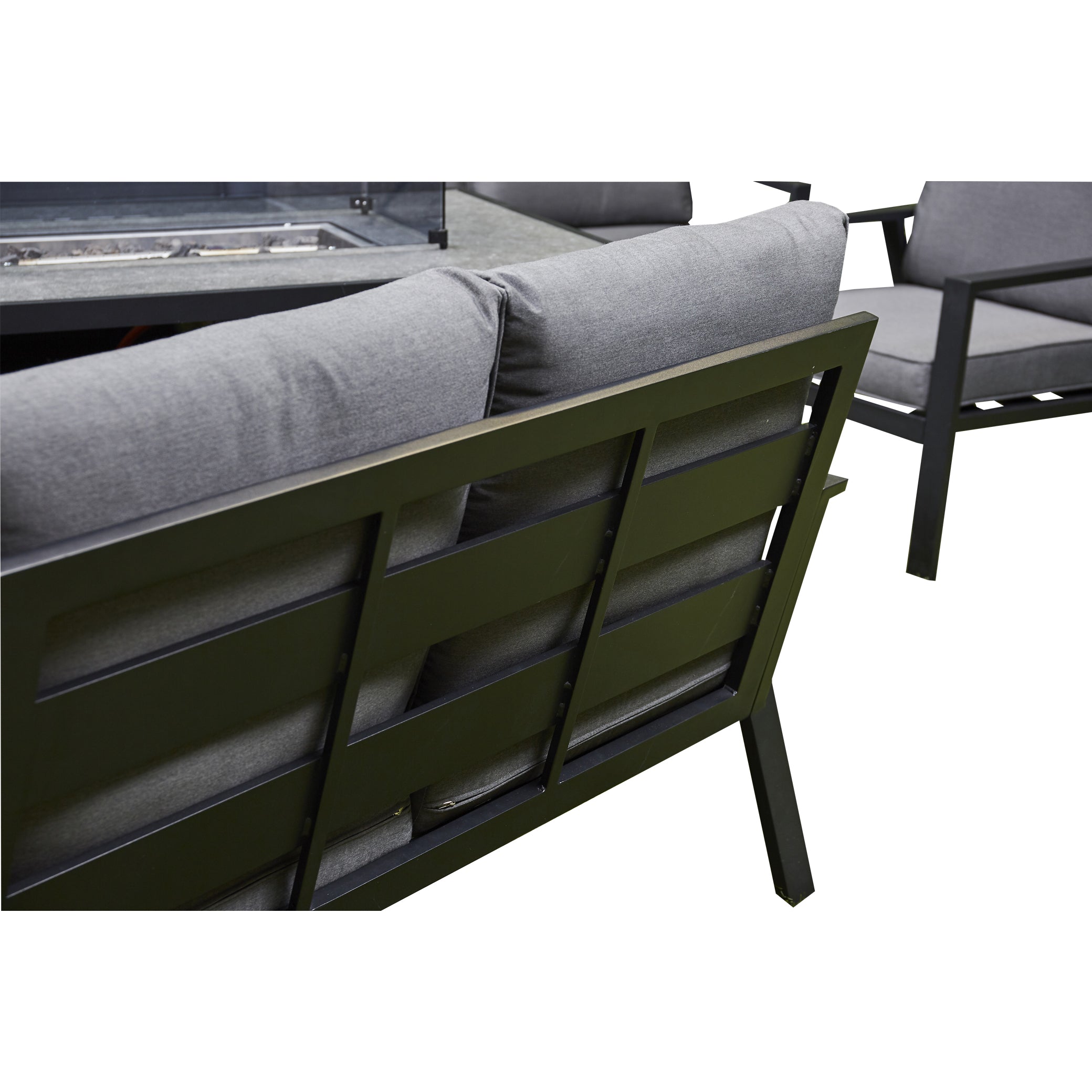 Outdoor - Firepit Sofa Dining Set Aluminium Frame - Available in Grey or Beige