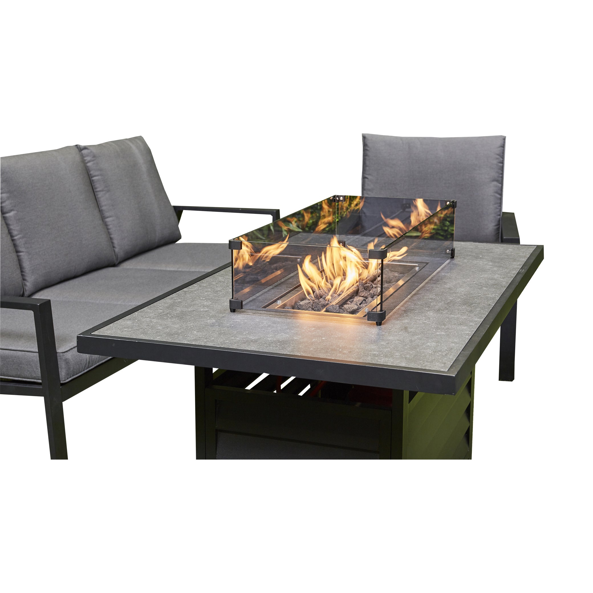 Outdoor - Firepit Sofa Dining Set Aluminium Frame - Available in Grey or Beige