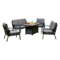 Outdoor - Firepit Sofa Dining Set Aluminium Frame - Available in Grey or Beige