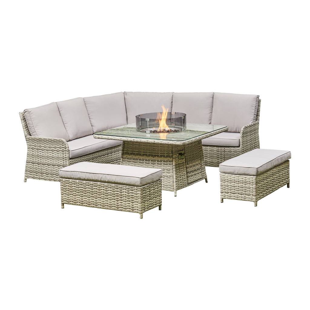 Outdoor - The Firepit Dining Set - Grey