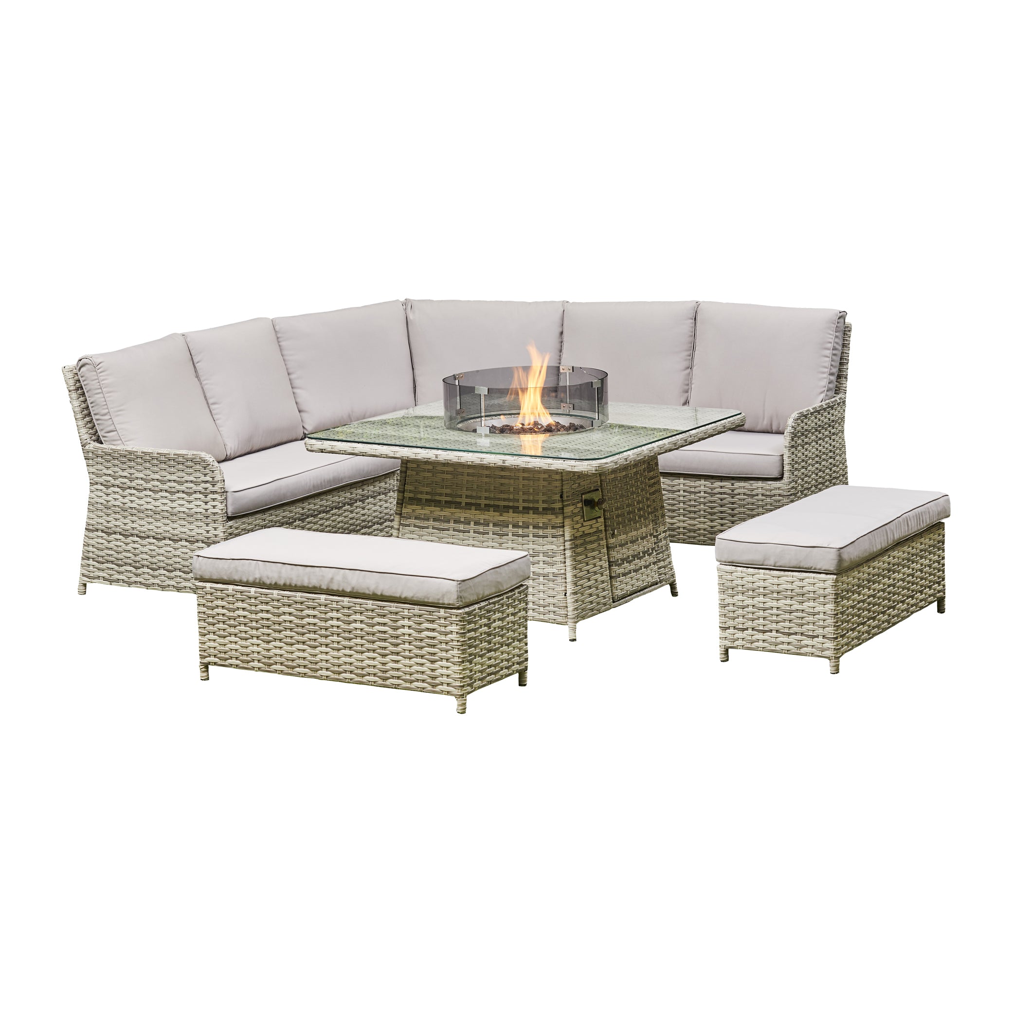 Outdoor - The Firepit Dining Set - Grey
