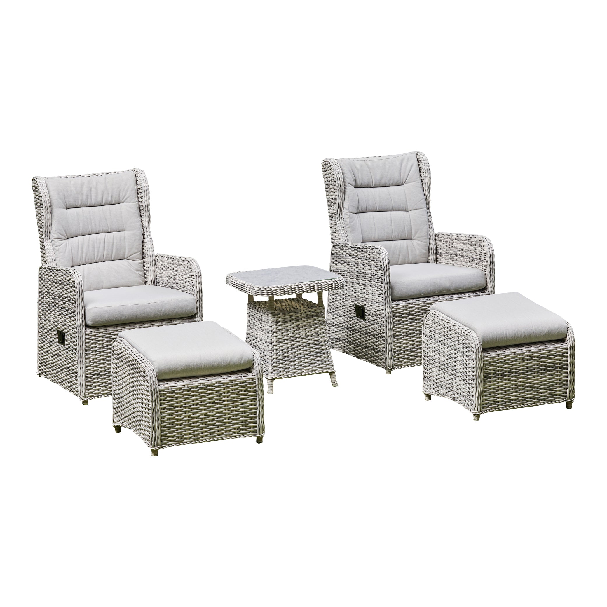 Outdoor - 5-Piece Reclining Lounge Set - Grey