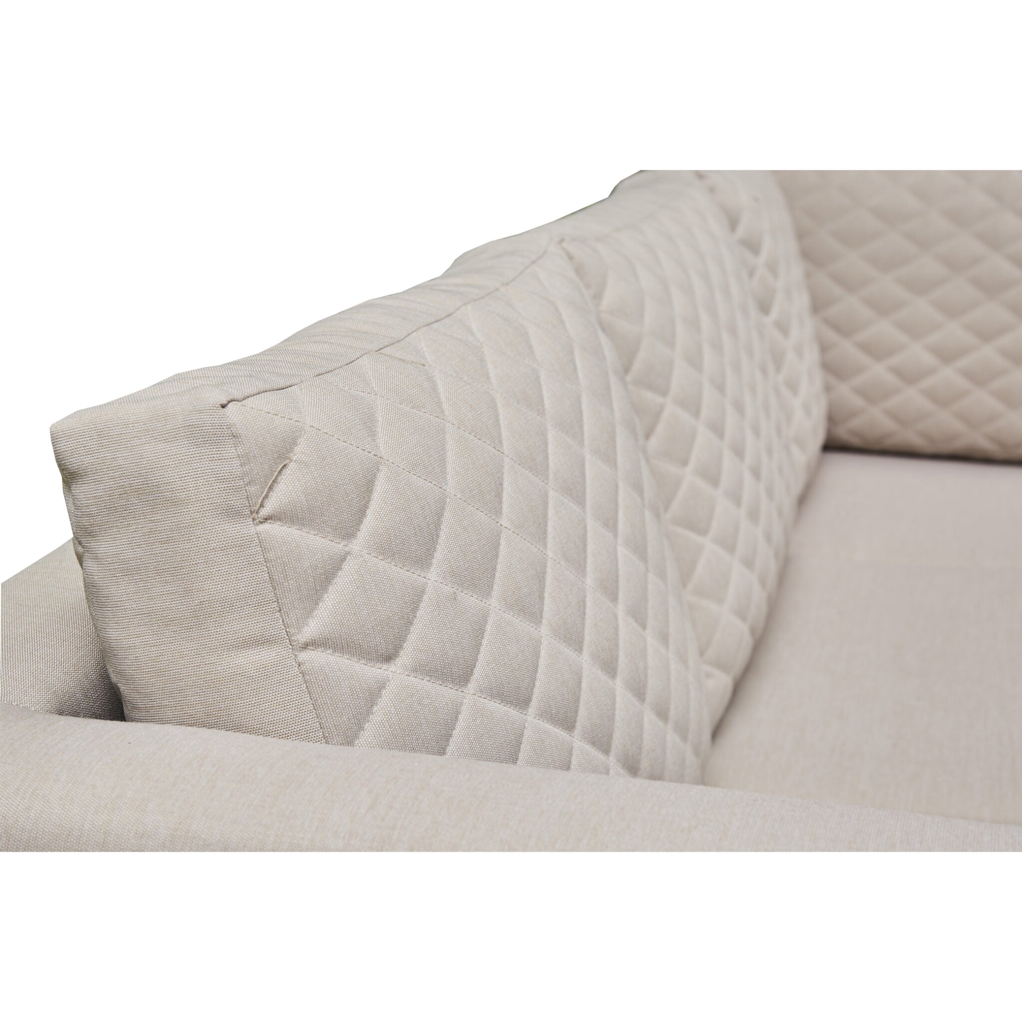 Outdoor - Corner Fabric Quilted Aluminium Firepit Dining Set - Grey or Biege Available