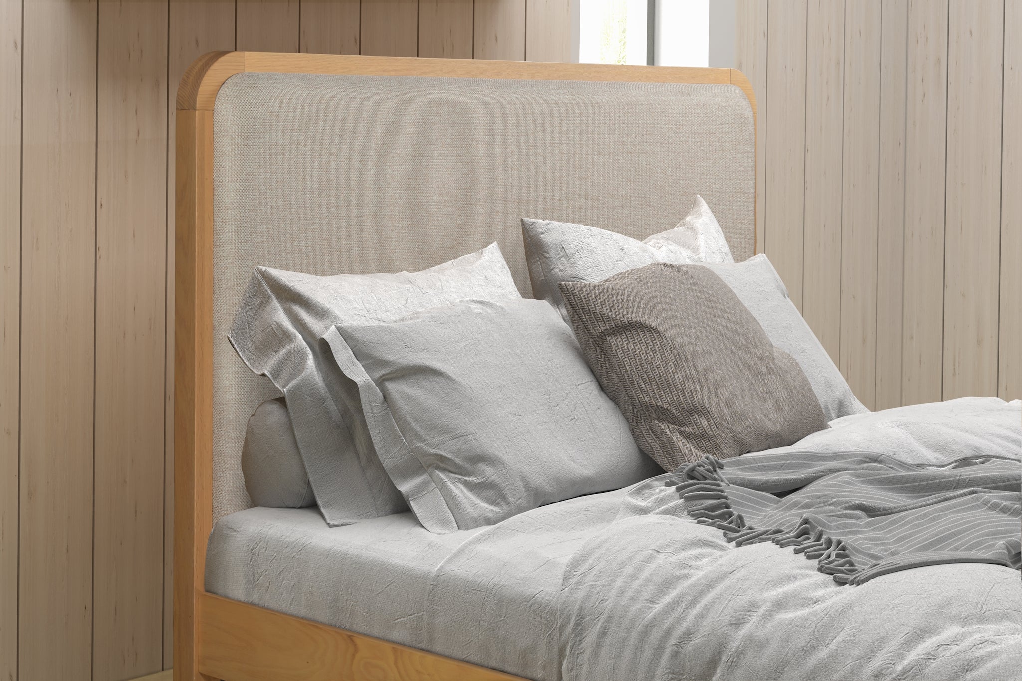 BRYNFORD Wooden Bed - Herringbone Oak