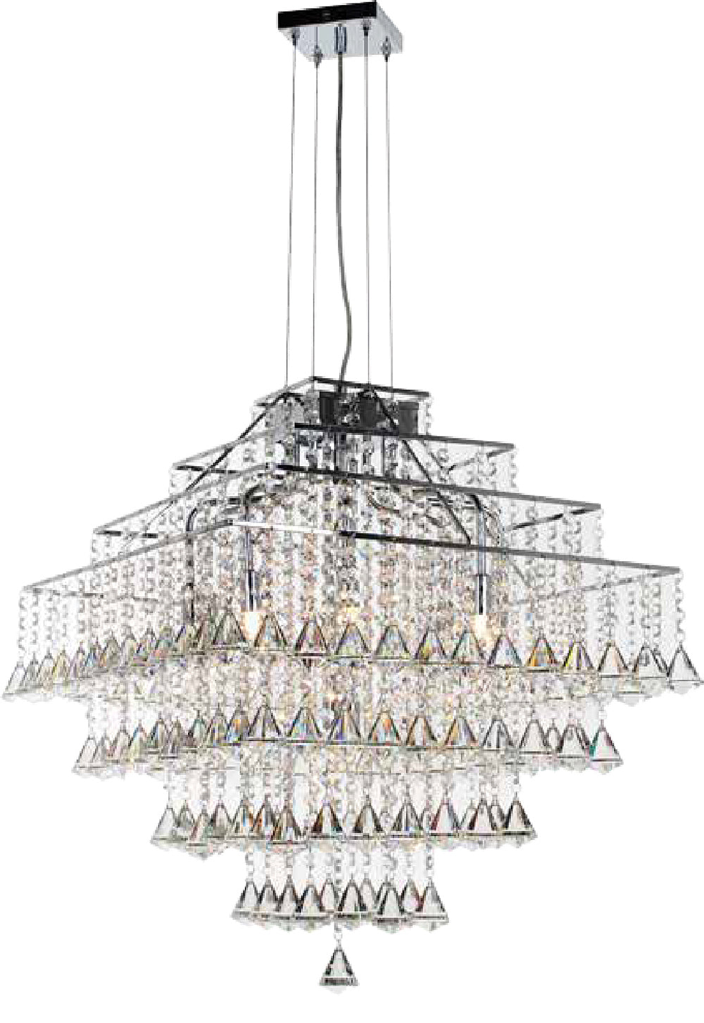 Parma Square hanging Light - Crystal - Availebla in 6, 10 or 12 Bulb