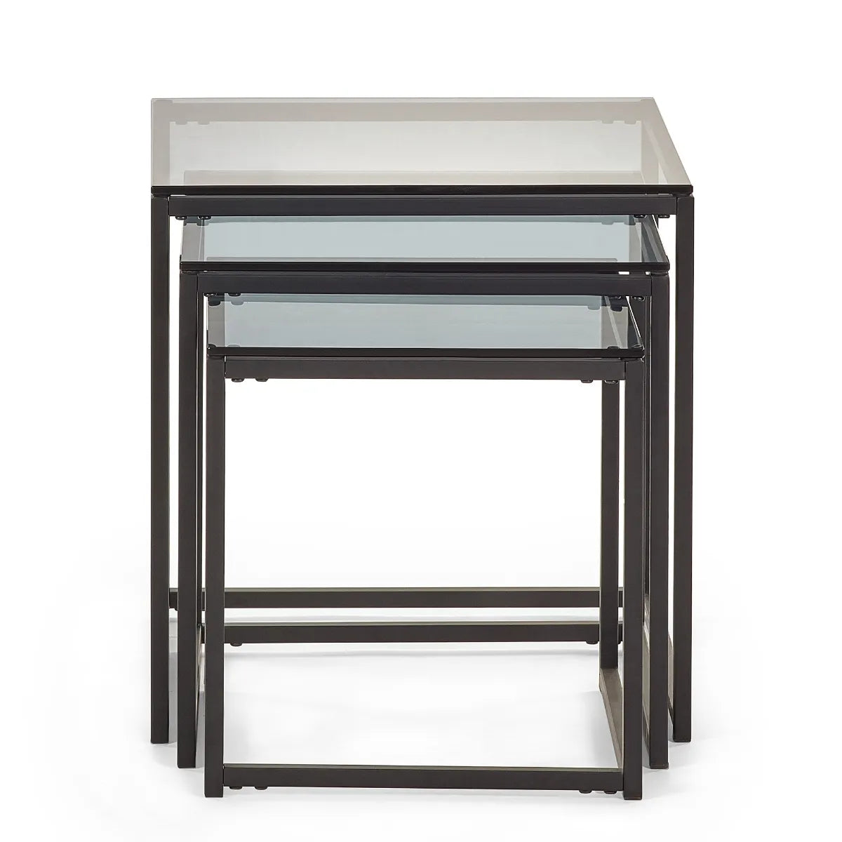 Chicago Nest of 3 Tables - Smoked Glass - 45cm D x 45cm W x 45cm H