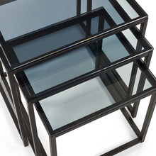 Load image into Gallery viewer, Chicago Nest of 3 Tables - Smoked Glass - 45cm D x 45cm W x 45cm H
