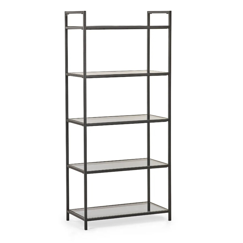 Chicago Tall Bookcase - Smoked Glass - 32cm D x 63cm W x 140cm H