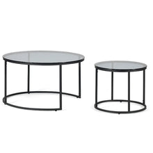 Load image into Gallery viewer, Chicago Round Nesting Coffee Tables - Smoked Glass - 80cm D x 80cm W x 50cm H
