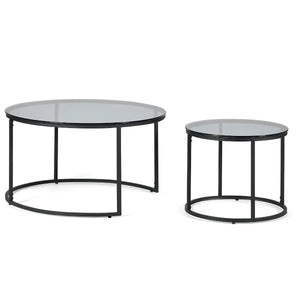 Chicago Round Nesting Coffee Tables - Smoked Glass - 80cm D x 80cm W x 50cm H