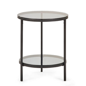 Chicago Circular Lamp Table - Smoked Glass - 45cm D x 45cm W x 55cm H