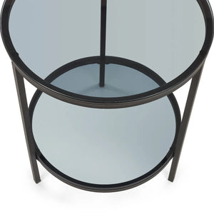 Chicago Circular Lamp Table - Smoked Glass - 45cm D x 45cm W x 55cm H