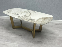 Load image into Gallery viewer, Sorrento Gold Frame Ceramic Coffee Table With Marble Finish - Oval or Rectangular Option
