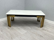 Load image into Gallery viewer, Sorrento Gold Frame Ceramic Coffee Table With Marble Finish - Oval or Rectangular Option
