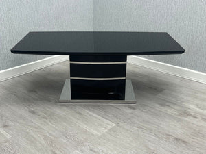 Milan Glass Coffee Table With Block Leg - 120 x 60(cm) - Available in White, Black, Grey or Cappuccino