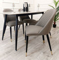 Titus 1.4 Black Dining Table with Sintered Stone Top (ash Grey, Polar White) & Alba Leather Dining Chair (Grey, Tan or Khaki)