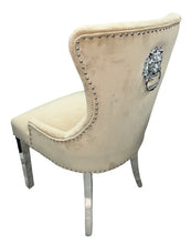 Load image into Gallery viewer, Chelsea (Chrome Legs) With Lion or Ring Knocker- Available in Cream, Black or Grey Plush
