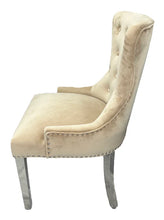 Load image into Gallery viewer, Chelsea (Chrome Legs) With Lion or Ring Knocker- Available in Cream, Black or Grey Plush
