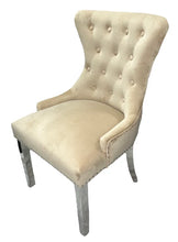 Load image into Gallery viewer, Chelsea (Chrome Legs) With Lion or Ring Knocker- Available in Cream, Black or Grey Plush
