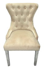 Load image into Gallery viewer, Chelsea (Chrome Legs) With Lion or Ring Knocker- Available in Cream, Black or Grey Plush
