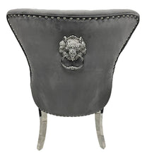 Load image into Gallery viewer, Chelsea (Chrome Legs) With Lion or Ring Knocker- Available in Cream, Black or Grey Plush
