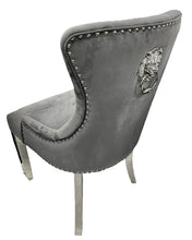 Load image into Gallery viewer, Chelsea (Chrome Legs) With Lion or Ring Knocker- Available in Cream, Black or Grey Plush
