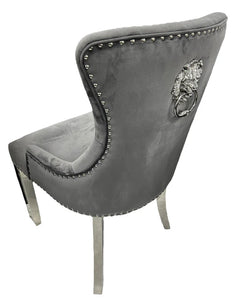 Chelsea (Chrome Legs) With Lion or Ring Knocker- Available in Cream, Black or Grey Plush