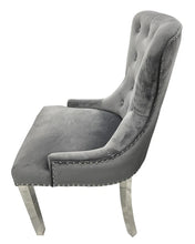 Load image into Gallery viewer, Chelsea (Chrome Legs) With Lion or Ring Knocker- Available in Cream, Black or Grey Plush
