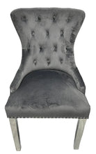 Load image into Gallery viewer, Chelsea (Chrome Legs) With Lion or Ring Knocker- Available in Cream, Black or Grey Plush
