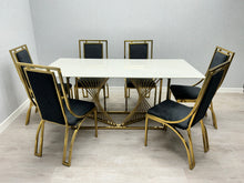 Load image into Gallery viewer, Amelia White Ceramic 180cm - Gold or Silver Frame - Matching Chair Option
