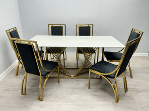 Amelia White Ceramic 180cm - Gold or Silver Frame - Matching Chair Option