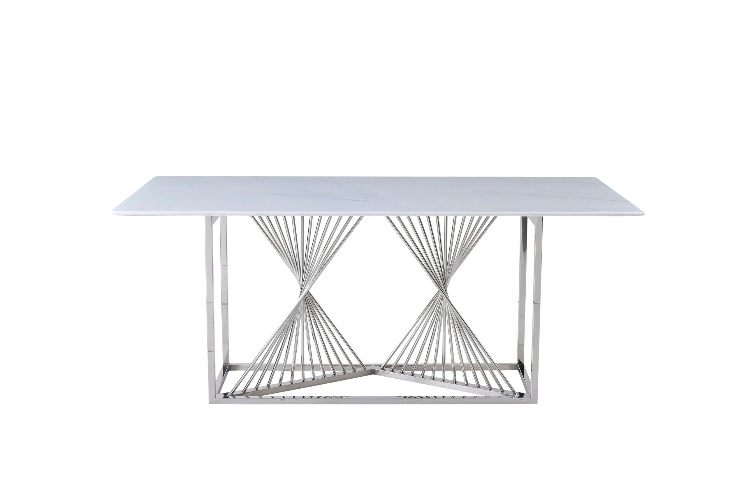 Amelia White Ceramic 180cm - Gold or Silver Frame - Matching Chair Option
