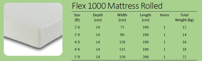 Flex 1000 Mattress - High Density Reflex Foam - No Springs