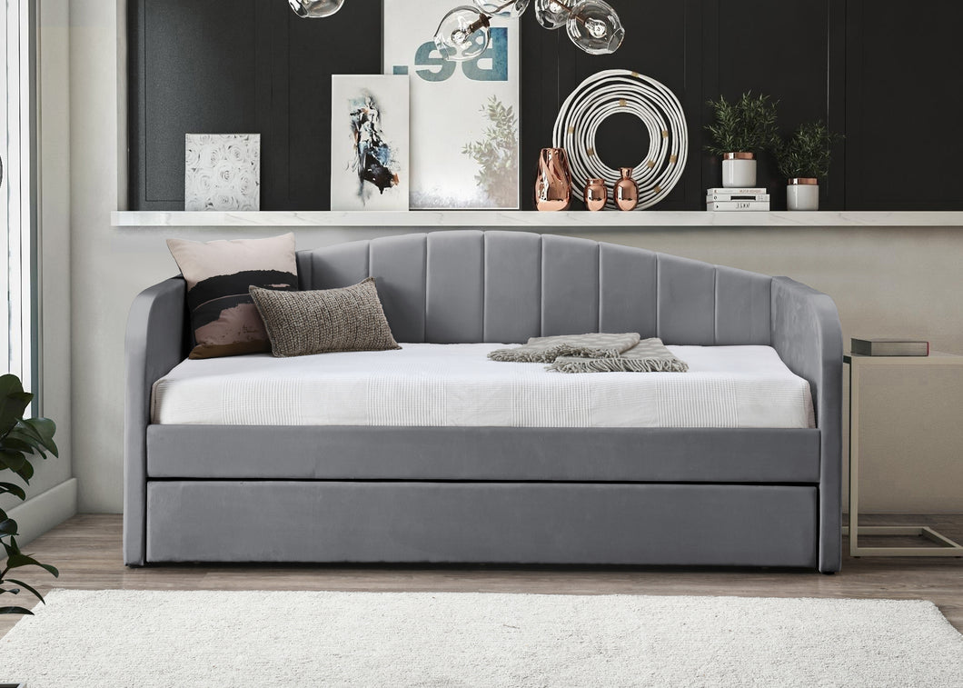 Furniture Boulevard Fabric Guest/Day Bed Frame - Pink, Blue or Grey