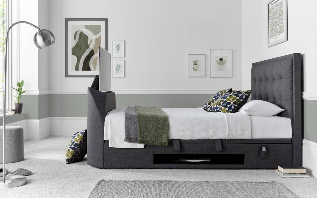 Fal TV Side Lift Storage Bed - Available in Grey or Slate - Double, KingSize & SuperKing Sizes