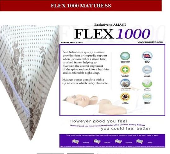 Flex 1000 Mattress - High Density Reflex Foam - No Springs