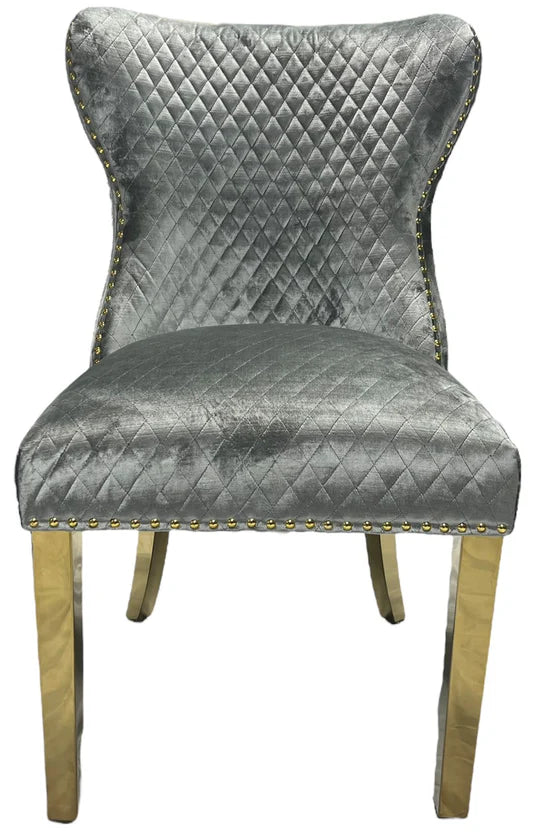 G-Lewis Dining Chair With Lion & Gold Legs - Available in Light Grey or Mink