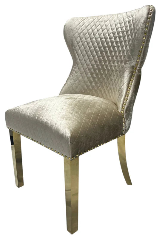 G-Lewis Dining Chair With Lion & Gold Legs - Available in Light Grey or Mink