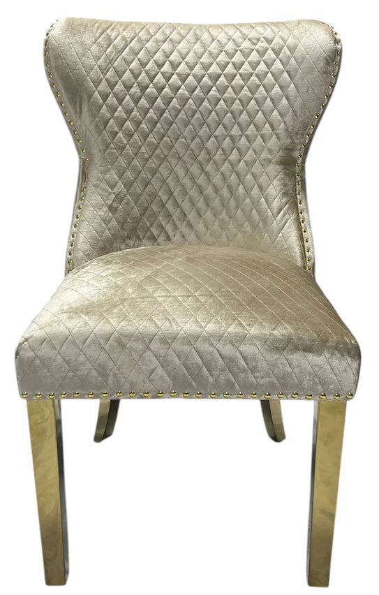 G-Lewis Dining Chair With Lion & Gold Legs - Available in Light Grey or Mink