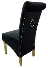 Load image into Gallery viewer, Luxury G-Lucy Chair (Ring Knocker/Gold Legs) - Available in Dark Grey, Cream or Black Plush
