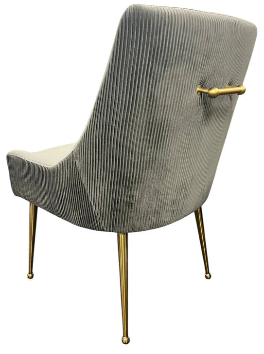 G-Milan Dark Grey Chair & Gold Legs - Available in Dark Grey or Ivory
