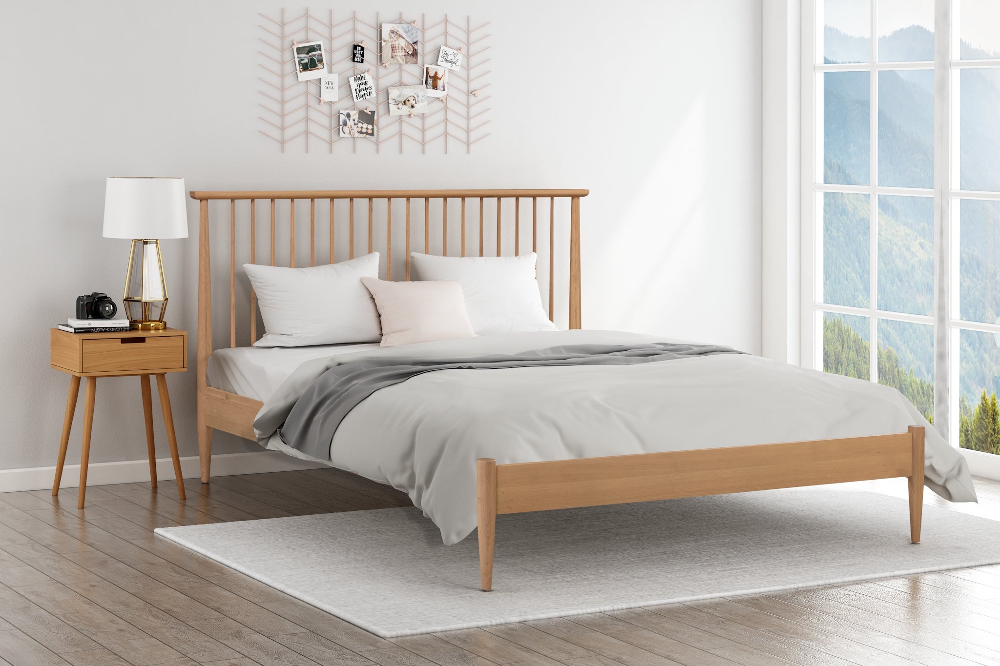Simplistic Grosvenor Solid Light Oak Wooden Bed - Available in Double (4'6Ft) & Kingsize (5Ft)