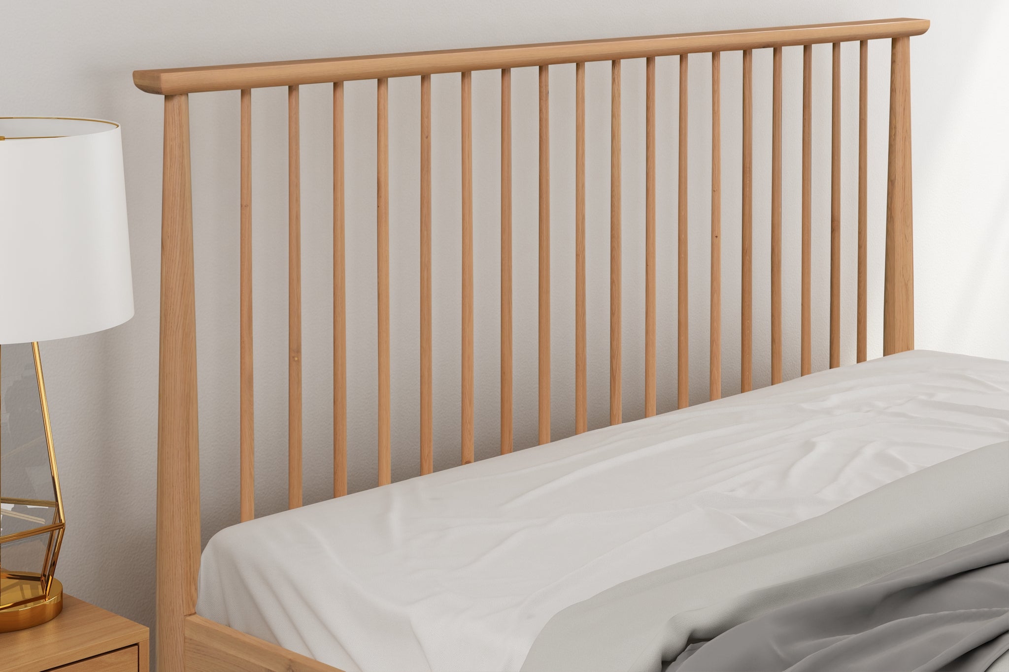 Simplistic Grosvenor Solid Light Oak Wooden Bed - Available in Double (4'6Ft) & Kingsize (5Ft)