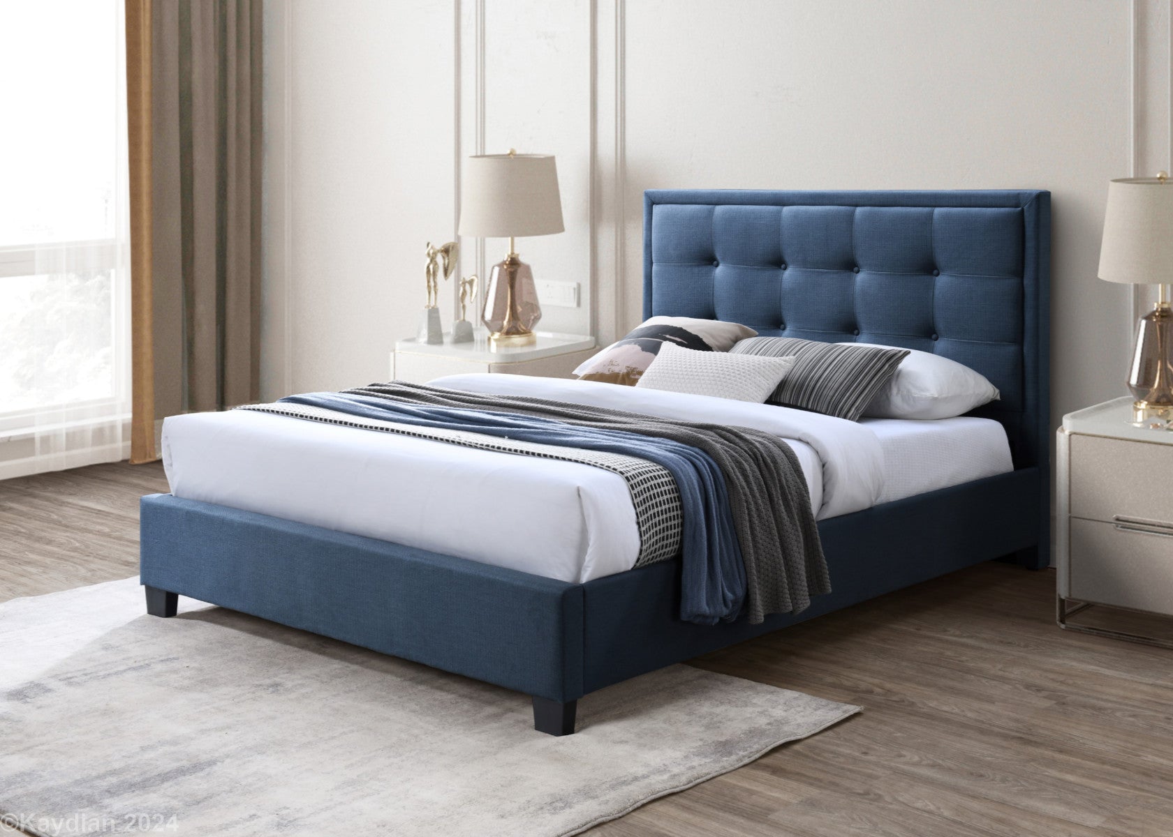 Gainford Standard Bed - Bolero Blue Steel, Mambo Stone Fabric or Bolero Natural - Available in Small Double, Double, KingSize